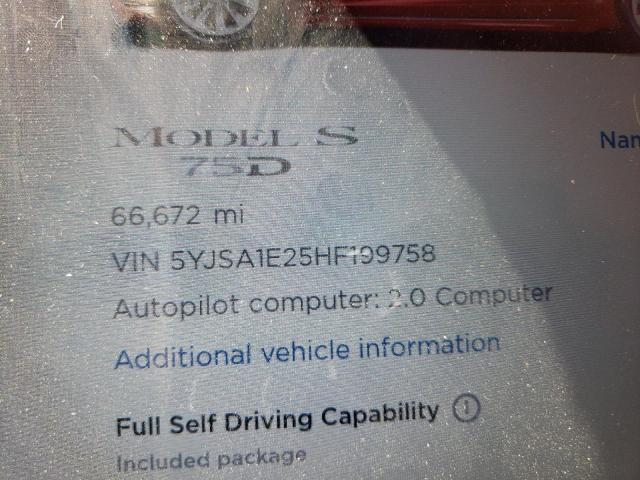 Photo 8 from auction – 2017 TESLA MODEL S with VIN 5YJSA1E25HF199758