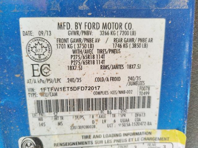 Photo 10 from auction – 2013 FORD F150 SUPER with VIN 1FTFW1ET5DFD72017