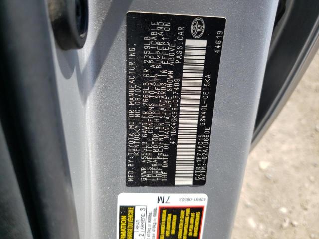Photo 10 from auction – 2008 TOYOTA CAMRY LE with VIN 4T1BK46K58U057409