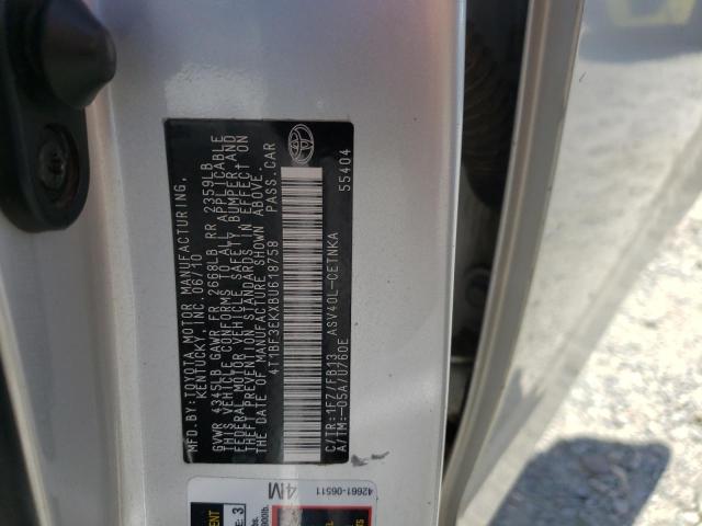 Photo 10 from auction – 2011 TOYOTA CAMRY BASE with VIN 4T1BF3EKXBU618758