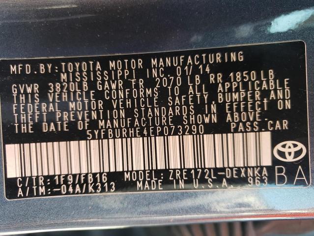 Photo 10 from auction – 2014 TOYOTA COROLLA L with VIN 5YFBURHE4EP073290