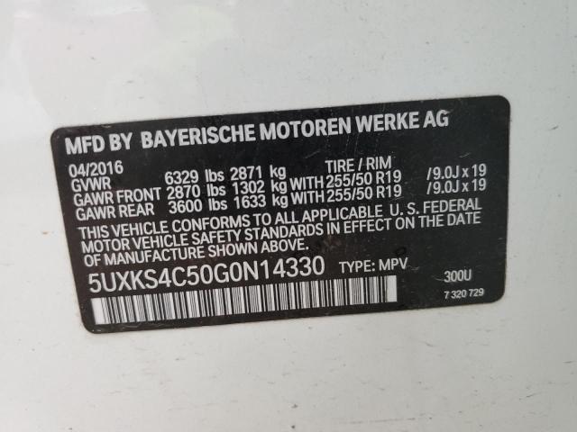 Photo 10 from auction – 2016 BMW X5 XDRIVE3 with VIN 5UXKS4C50G0N14330