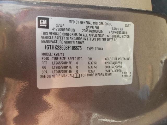 Photo 10 from auction – 2008 GMC SIERRA K25 with VIN 1GTHK23608F106675