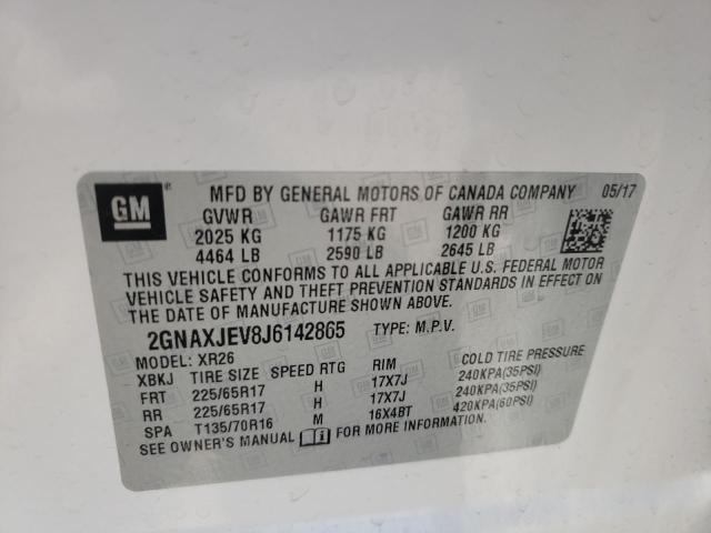 Photo 10 from auction – 2018 CHEVROLET EQUINOX LT with VIN 2GNAXJEV8J6142865