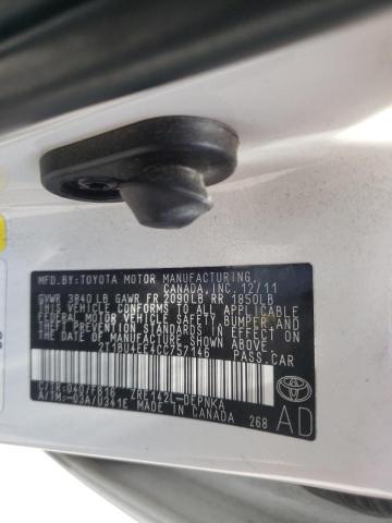 Photo 10 from auction – 2012 TOYOTA COROLLA BA with VIN 2T1BU4EE4CC757146
