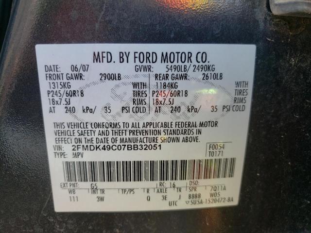 Photo 10 from auction – 2007 FORD EDGE SEL P with VIN 2FMDK49C07BB32051