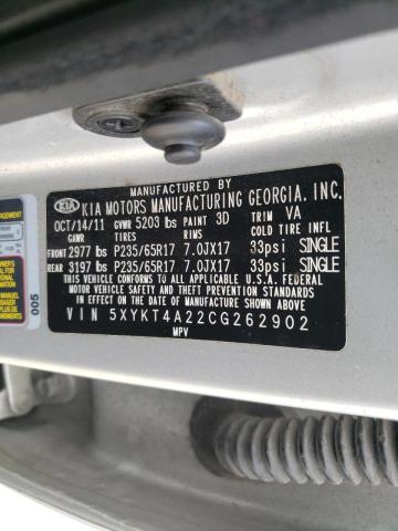 Photo 10 from auction – 2012 KIA SORENTO BA with VIN 5XYKT4A22CG262902