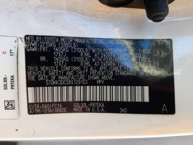 Photo 10 from auction – 2011 TOYOTA SIENNA LE with VIN 5TDKK3DC5BS129103