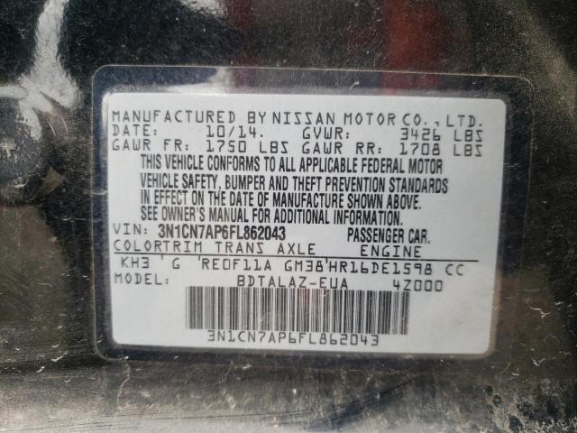 Photo 10 from auction – 2015 NISSAN VERSA S with VIN 3N1CN7AP6FL862043
