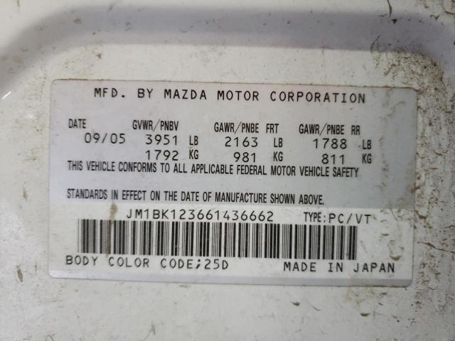 Photo 10 from auction – 2006 MAZDA 3 S with VIN JM1BK123661436662