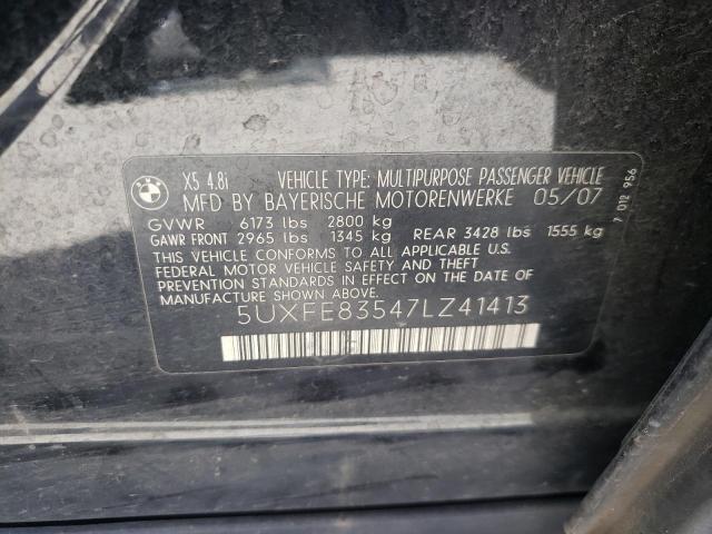 Photo 10 from auction – 2007 BMW X5 4.8I with VIN 5UXFE83547LZ41413
