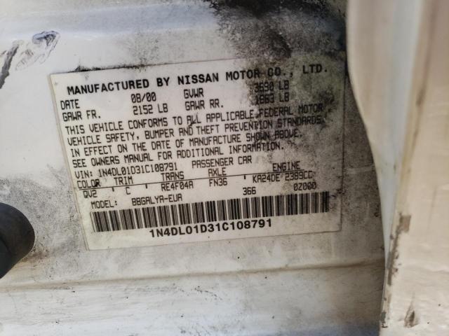 Photo 10 from auction – 2001 NISSAN ALTIMA XE with VIN 1N4DL01D31C108791