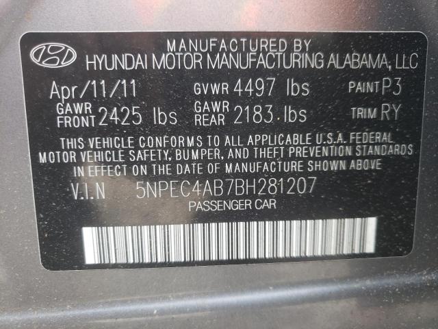 Photo 10 from auction – 2011 HYUNDAI SONATA SE with VIN 5NPEC4AB7BH281207