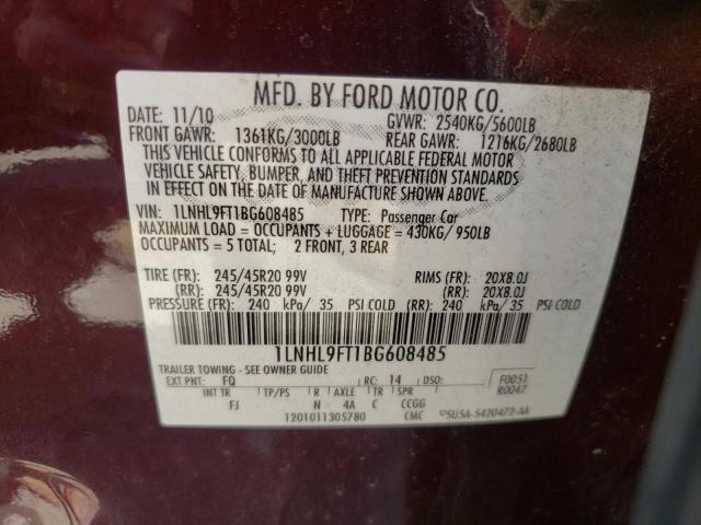Photo 10 from auction – 2011 LINCOLN MKS with VIN 1LNHL9FT1BG608485