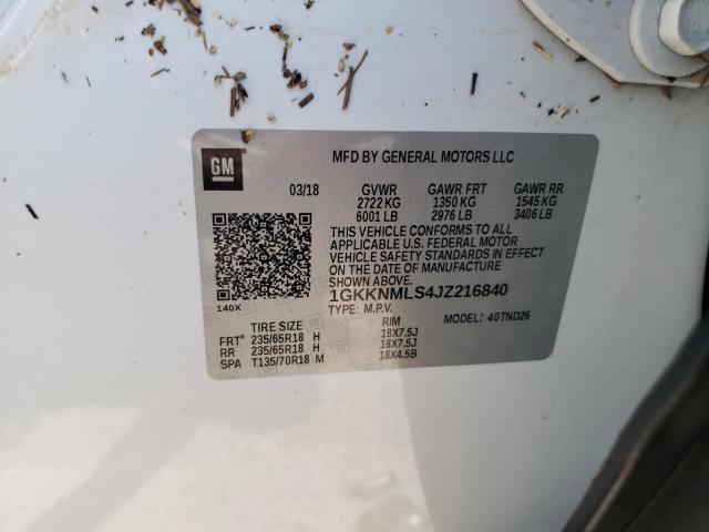 Photo 10 from auction – 2018 GMC ACADIA SLT with VIN 1GKKNMLS4JZ216840