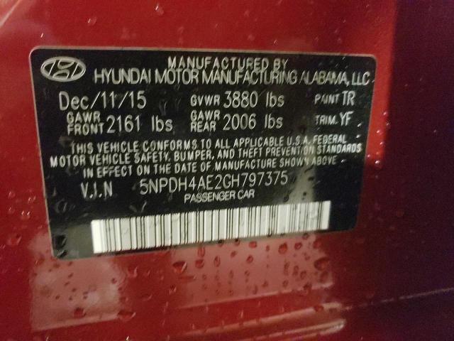 Photo 10 from auction – 2016 HYUNDAI ELANTRA SE with VIN 5NPDH4AE2GH797375