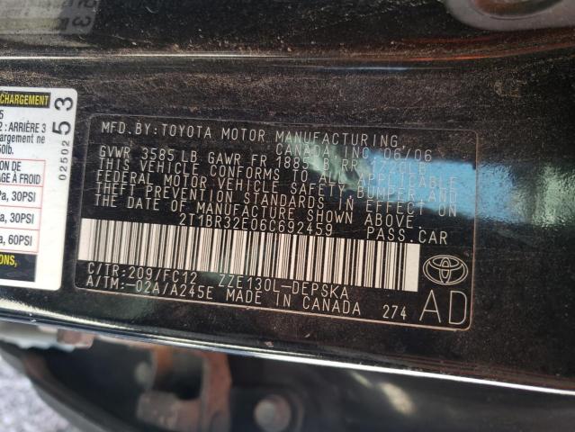 Photo 10 from auction – 2006 TOYOTA COROLLA CE with VIN 2T1BR32E06C692459
