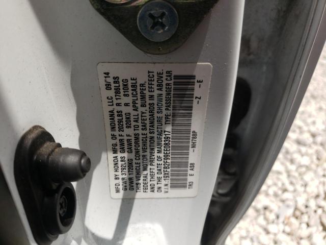 Photo 10 from auction – 2014 HONDA CIVIC EXL with VIN 19XFB2F99EE083917
