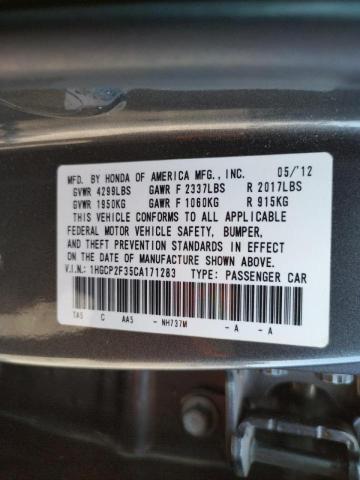 Photo 10 from auction – 2012 HONDA ACCORD LX with VIN 1HGCP2F35CA171283