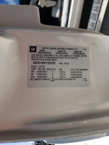 Photo 10 from auction – 2007 CHEVROLET SILVERADO with VIN 2GCEC19CX71524755