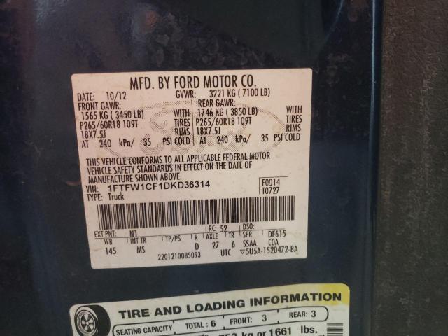 Photo 10 from auction – 2013 FORD F150 SUPER with VIN 1FTFW1CF1DKD36314