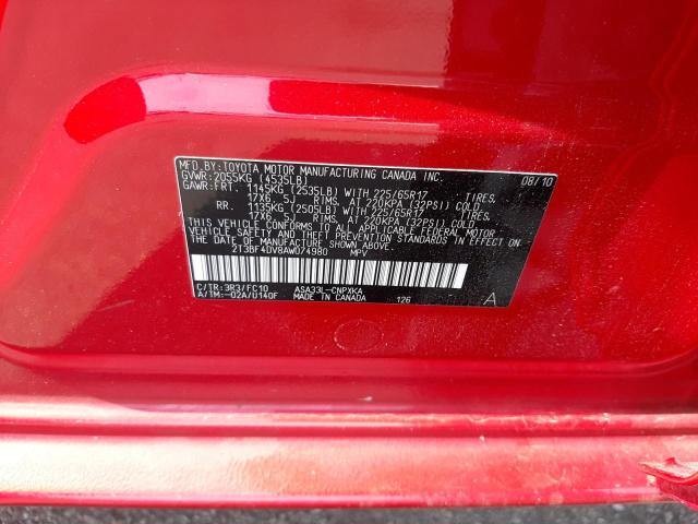 Photo 10 from auction – 2010 TOYOTA RAV4 with VIN 2T3BF4DV8AW074980