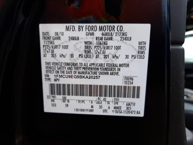 Photo 10 from auction – 2011 FORD ESCAPE LIM with VIN 1FMCU9EG5BKA20257