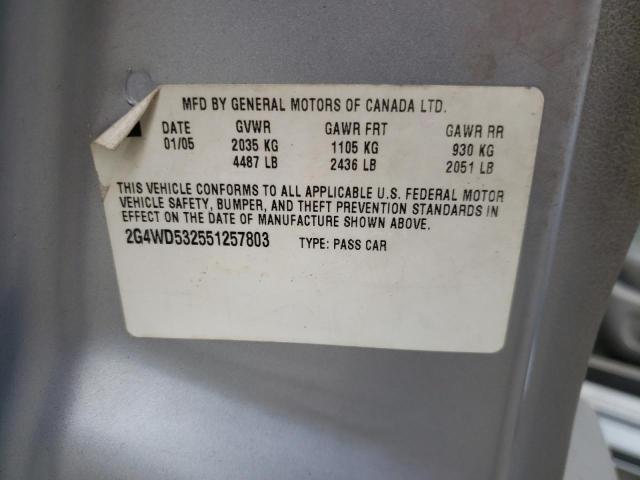 Photo 10 from auction – 2005 BUICK LACROSSE C with VIN 2G4WD532551257803