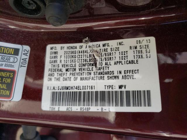 Photo 10 from auction – 2014 HONDA CR-V EXL with VIN 5J6RM3H74EL007161