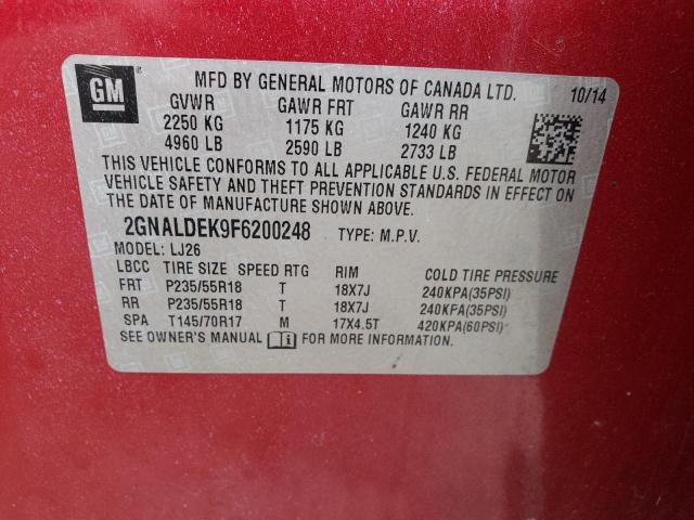 Photo 10 from auction – 2015 CHEVROLET EQUINOX LT with VIN 2GNALDEK9F6200248