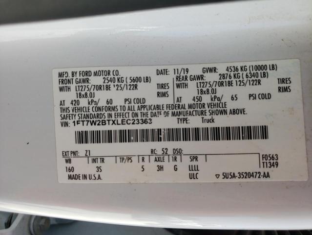 Photo 10 from auction – 2020 FORD F250 SUPER with VIN 1FT7W2BTXLEC23363