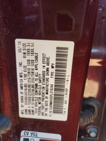 Photo 10 from auction – 2015 HONDA CR-V LX with VIN 5J6RM4H36FL076048