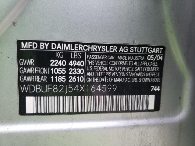 Photo 10 from auction – 2004 MERCEDES-BENZ E-CLASS with VIN WDBUF82J54X164599