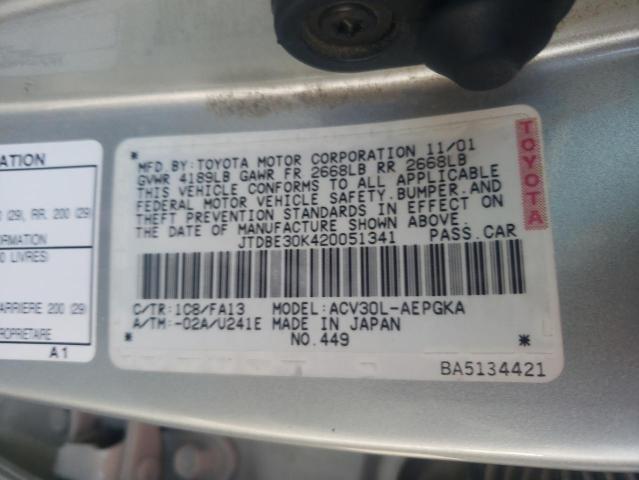 Photo 10 from auction – 2002 TOYOTA CAMRY LE with VIN JTDBE30K420051341