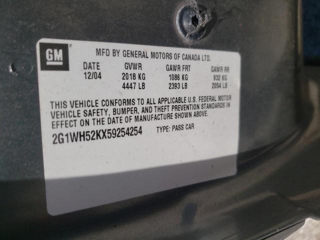 Photo 10 from auction – 2005 CHEVROLET IMPALA LS with VIN 2G1WH52KX59254254