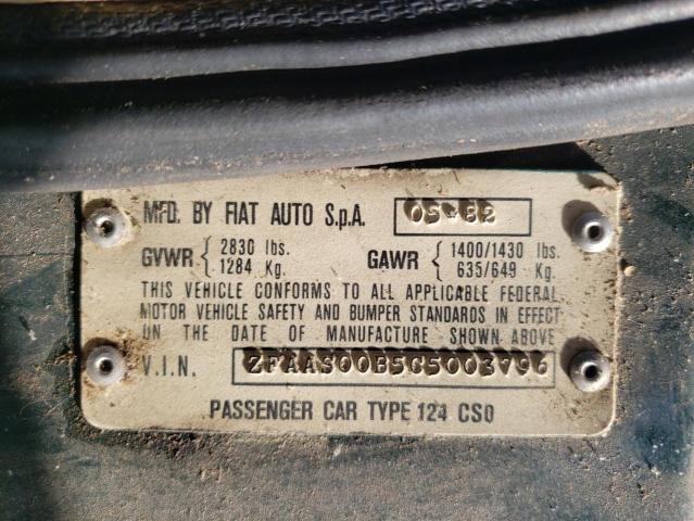 Photo 10 from auction – 1982 FIAT 124 SPIDER with VIN ZFAAS00B5C5003796