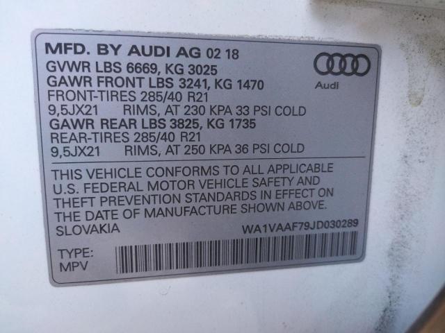 Photo 10 from auction – 2018 AUDI Q7 PRESTIG with VIN WA1VAAF79JD030289