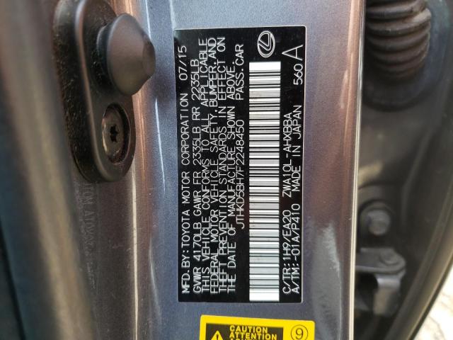 Photo 10 from auction – 2015 LEXUS CT 200 with VIN JTHKD5BH7F2248450