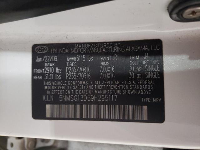 Photo 10 from auction – 2009 HYUNDAI SANTA FE G with VIN 5NMSG13D59H295117