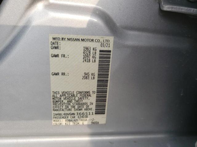 Photo 10 from auction – 2021 NISSAN ALTIMA SV with VIN 1N4BL4DV6MN366511