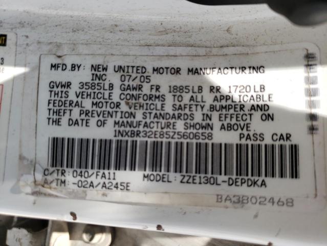 Photo 10 from auction – 2005 TOYOTA COROLLA CE with VIN 1NXBR32E85Z560658