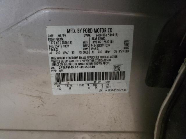 Photo 10 from auction – 2019 FORD EDGE TITAN with VIN 2FMPK4K91KBB53849