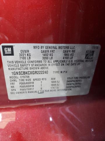 Photo 10 from auction – 2016 CHEVROLET TAHOE C150 with VIN 1GNSCBKCXGR222240