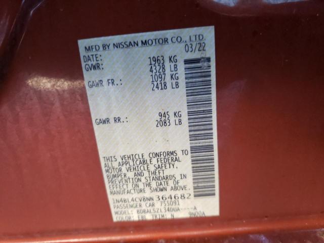 Photo 10 from auction – 2022 NISSAN ALTIMA SR with VIN 1N4BL4CV8NN364682