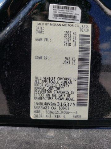 Photo 10 from auction – 2019 NISSAN ALTIMA S with VIN 1N4BL4BV5KN316375