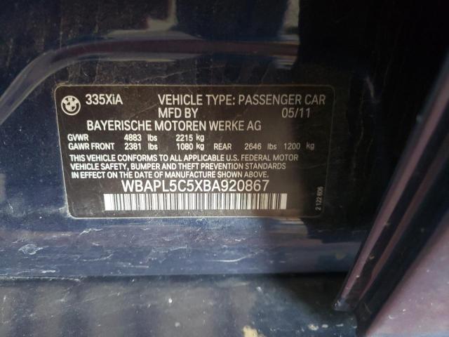 Photo 10 from auction – 2011 BMW 335 XI with VIN WBAPL5C5XBA920867
