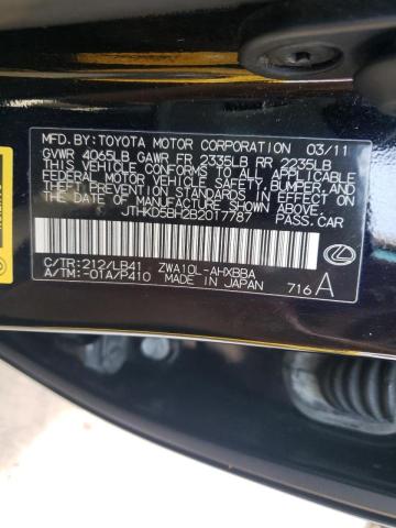 Photo 10 from auction – 2011 LEXUS CT 200 with VIN JTHKD5BH2B2017787