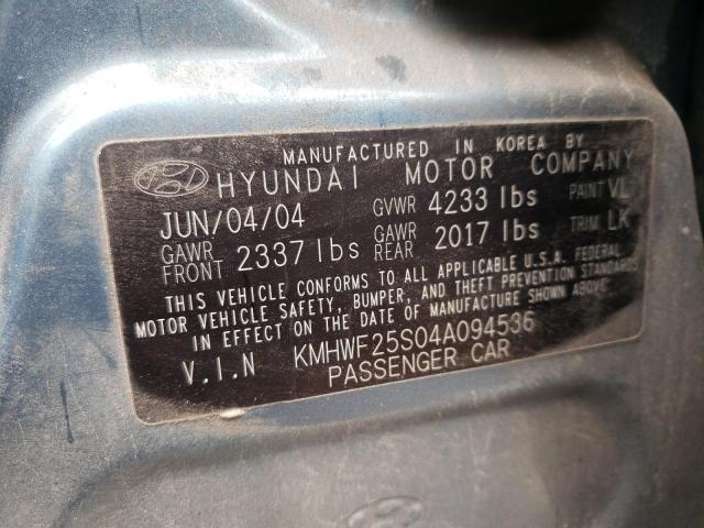 Photo 10 from auction – 2004 HYUNDAI SONATA GL with VIN KMHWF25S04A094536