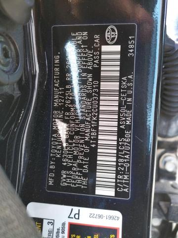 Photo 10 from auction – 2012 TOYOTA CAMRY BASE with VIN 4T1BF1FK2CU037310