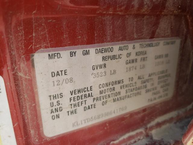 Photo 10 from auction – 2009 CHEVROLET AVEO LS with VIN KL1TD56E99B641769